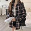 Women's Plaid Button-Up Shirt – Long Sleeve Loose Fit Casual Blouse