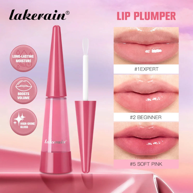 Lakerain Lip Plumper Gloss – Deep Hydration High-Shine Volumizing Lip Moisturizer