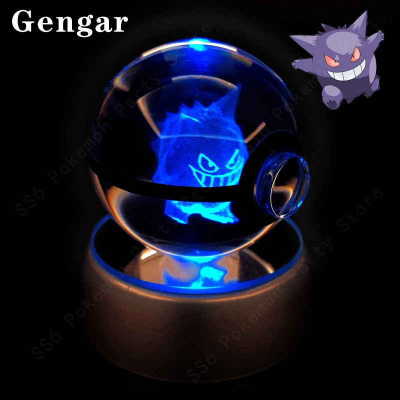 Pokémon 3D Crystal Ball Night Light with Color-Changing LED Base