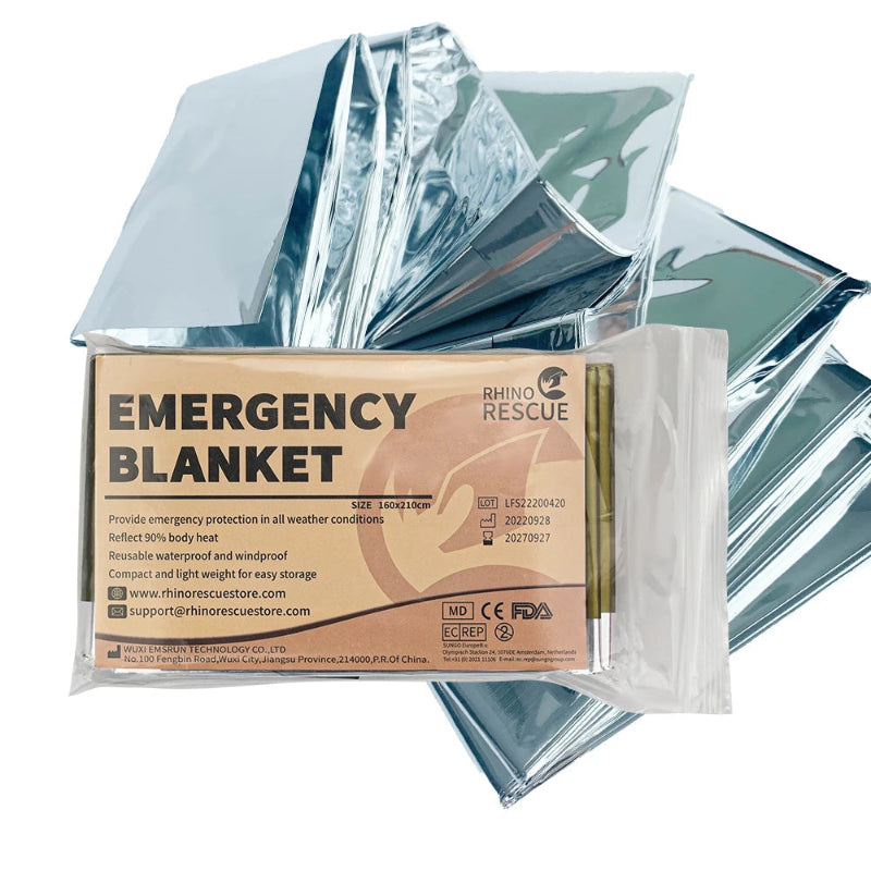 Rhino Rescue Emergency Mylar Blanket 1.6x2.1m Thermal Survival Blanket for Outdoors & Hiking
