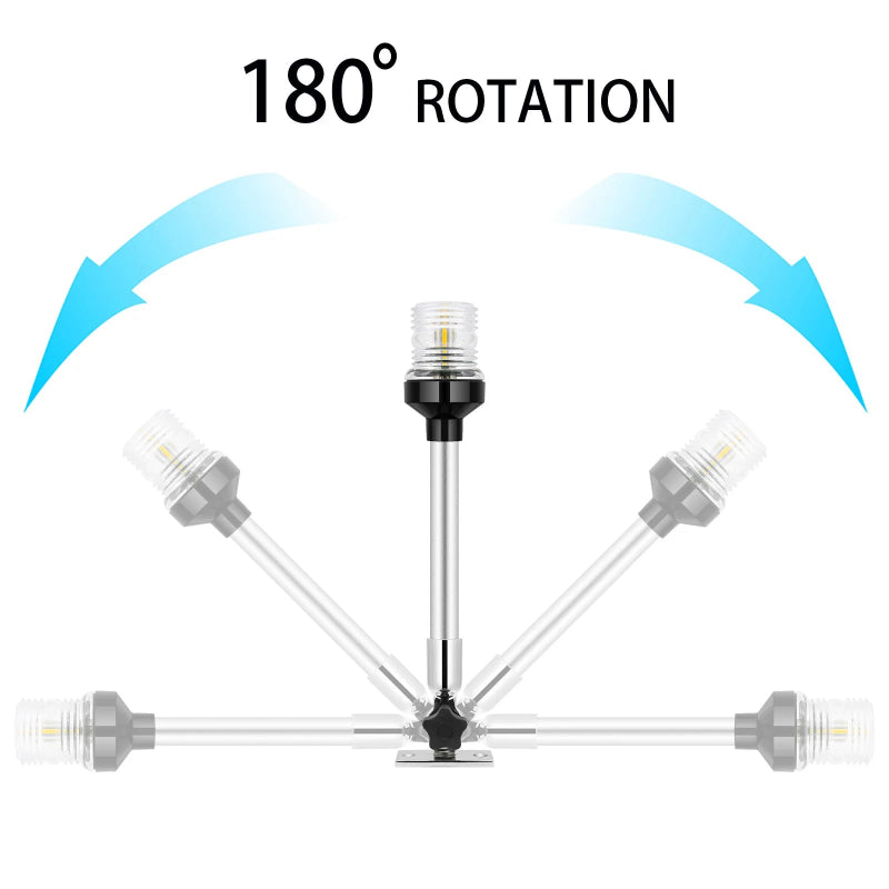 12V/24V Waterproof LED Marine Boat Navigation Light 180° Rotating Sailing Anchor Light