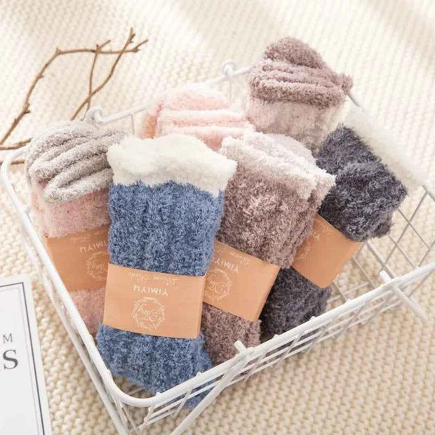 5 Pairs fashionable Floor Socks Thickened warm Socks Women Medium Sleeve Comfortable Warmth Winter Socks