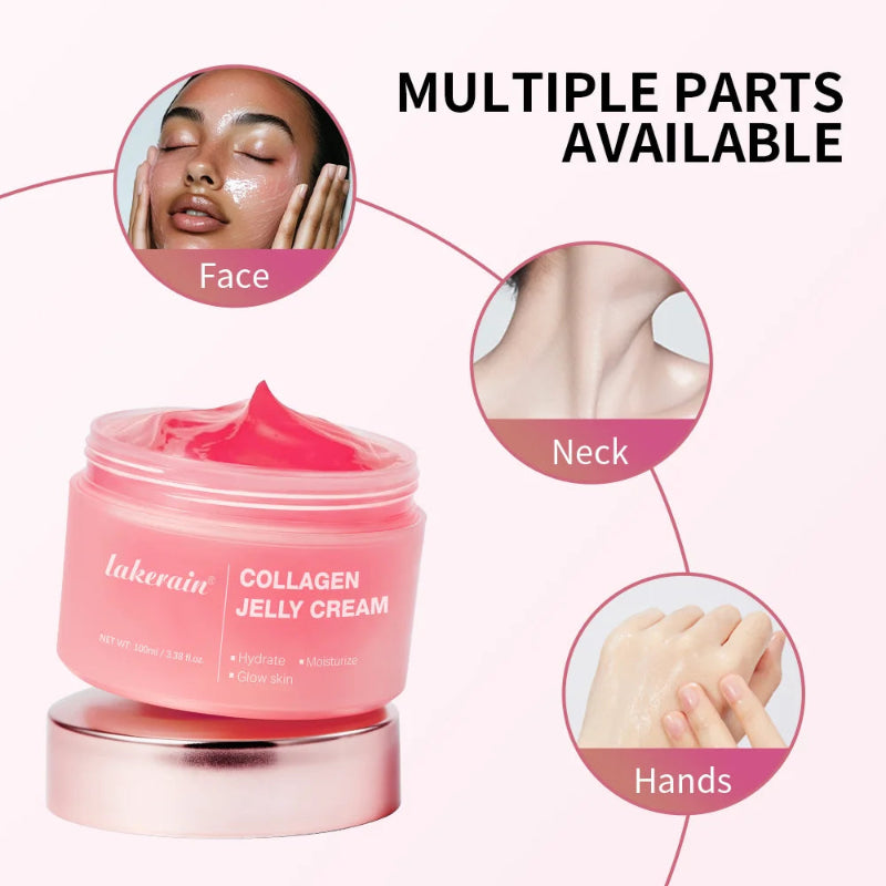 lakerain Collagen Jelly Cream 100ml – Hydrolyzed Collagen & Niacinamide Moisturizer for Face, Neck & Hands