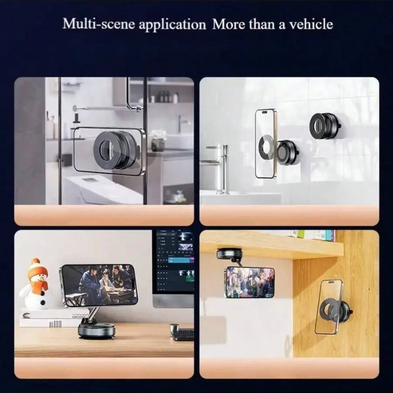 2PCS 360° Rotating Magnetic Vacuum Suction Cup Car Phone Holder – Adjustable Phone Mount Stand for iPhone & Android