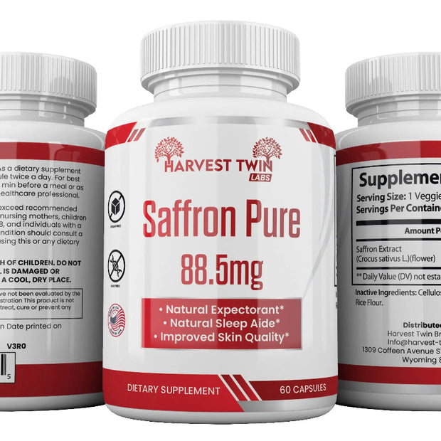 Harvest Twin Labs Saffron Pure 88.5mg Dietary Supplement – 60 Capsules