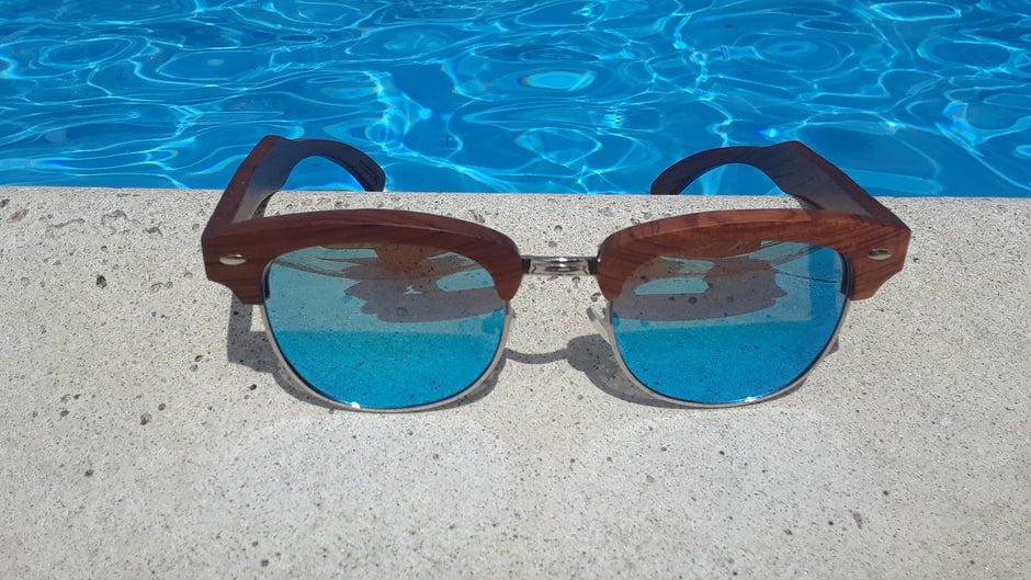 Blue Lens Wood Eyewear