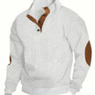2026 Men’s Casual Jacquard Knit Pullover Sweater with Standing Collar and Elbow Patches