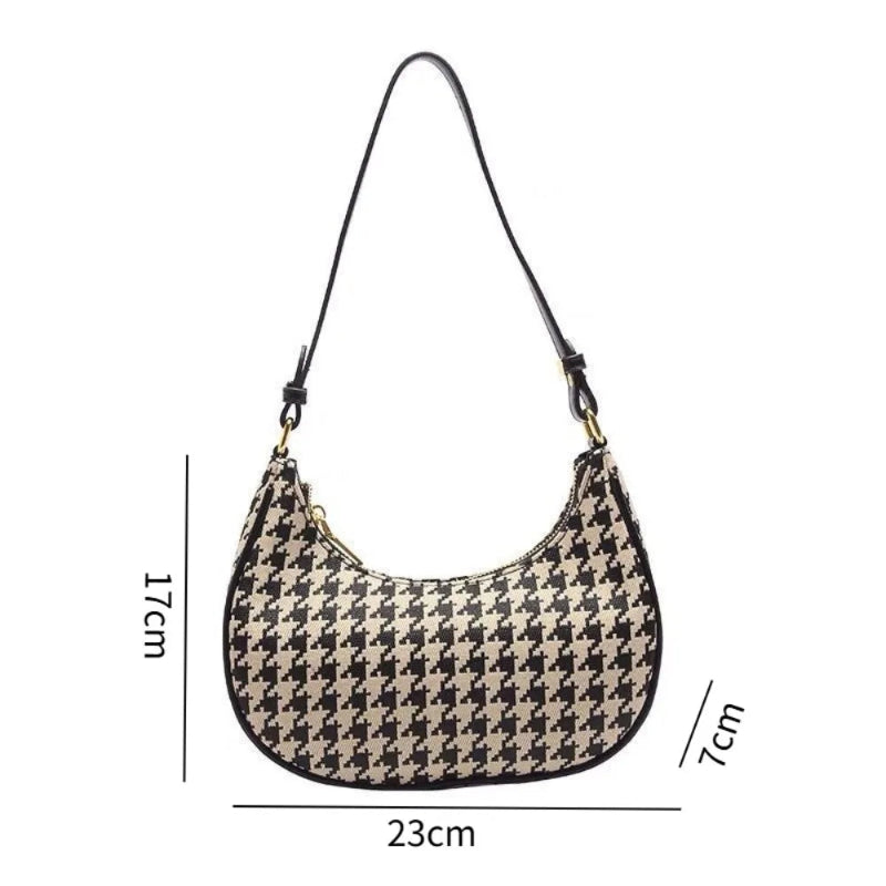 CHEROSE & KEITH Women’s Houndstooth Crescent Shoulder Bag