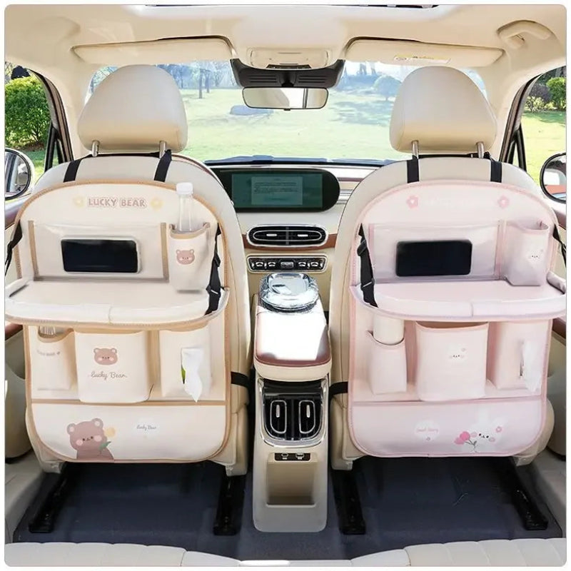 Car Seat Back Organizer Rear Hanging Storage Bag with Table Tray