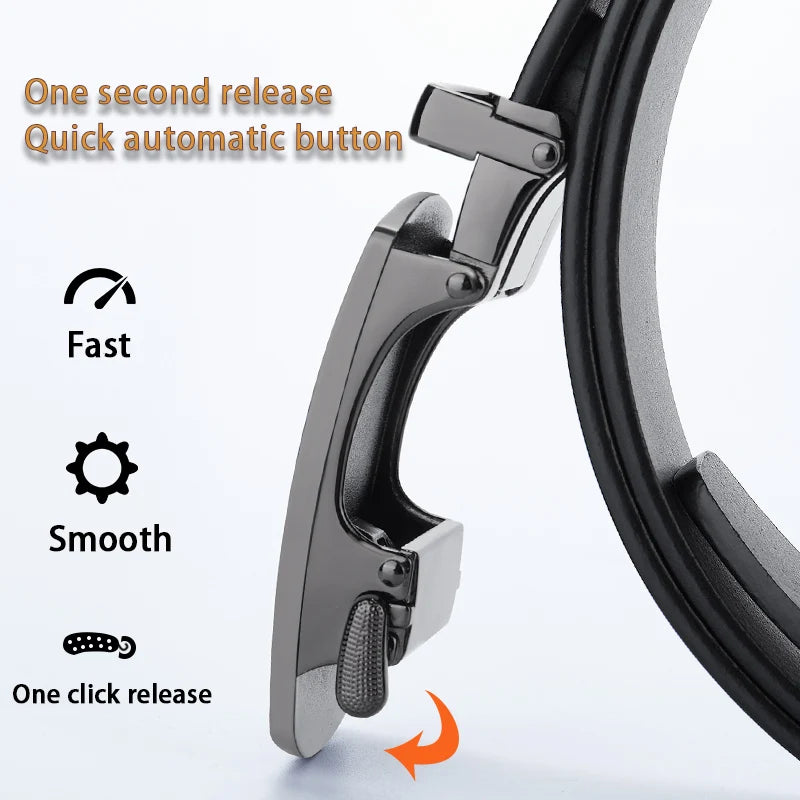 Premium Black Leather Belt with Stylish Metal Buckle