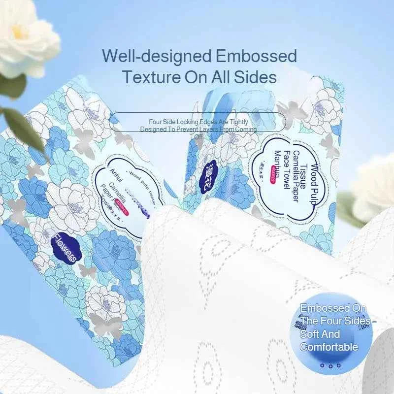 Manhua Household Tissue Paper 20 Packs Bulk 400 Sheets Each Thickened Soft Disposable Napkins for Home Daily Cleaning Face Towel