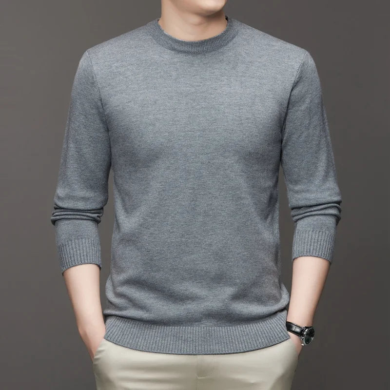 Men’s Classic Crewneck Knit Pullover Sweater – Long Sleeve Solid Color Casual Knitwear