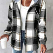 Women's Plaid Hooded Jacket – Long Sleeve Button-Up Casual Coat