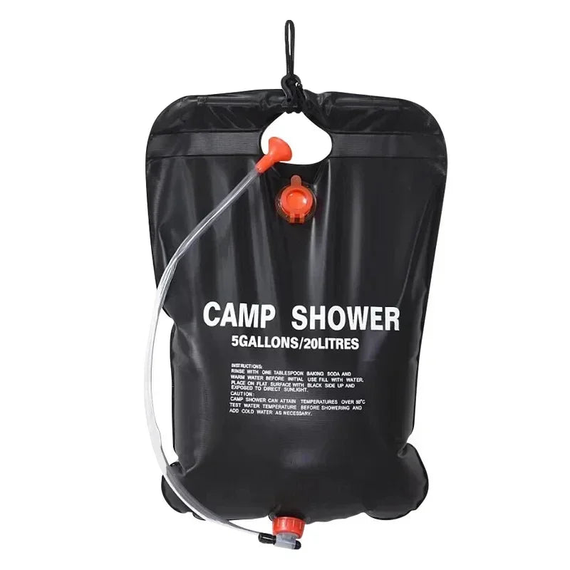20L Solar Camping Shower Bag with Hose, Red Shower Head and Hanging Handle