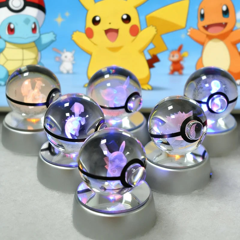 3D Pokémon Crystal Ball 5cm with Multicolor LED Base