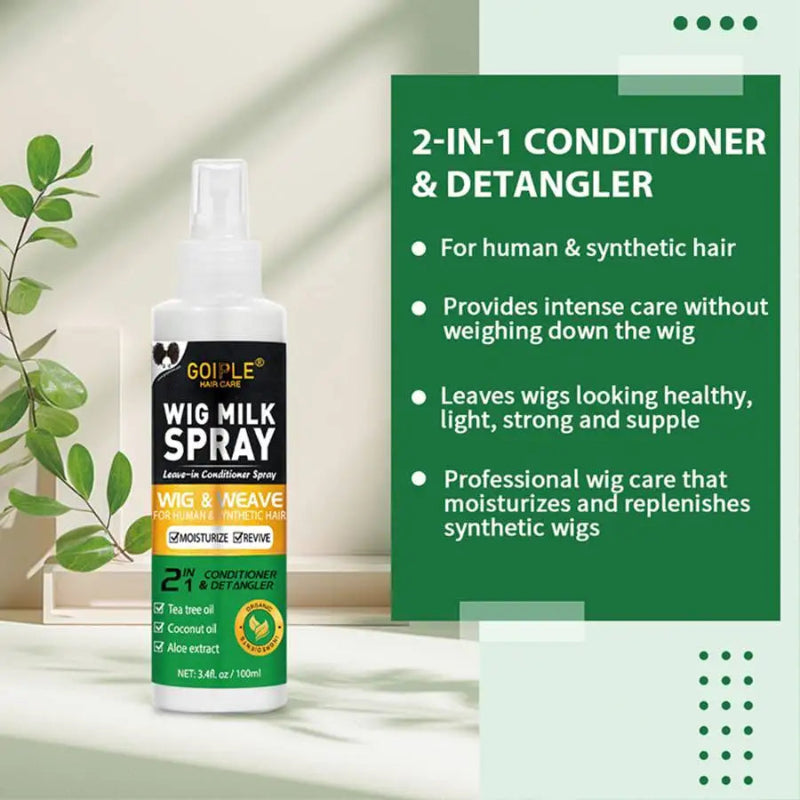 GOIPLE Wig Milk Spray 100ml Moisturizing Leave-In Conditioner Spray for Synthetic Hair Wigs