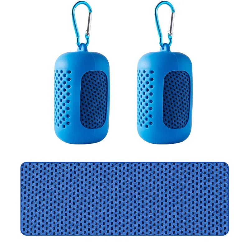 2 Pack Portable Round Silicone Covered Cooling Towel – Quick Drying Fitness Sports Towels for Outdoor Activities