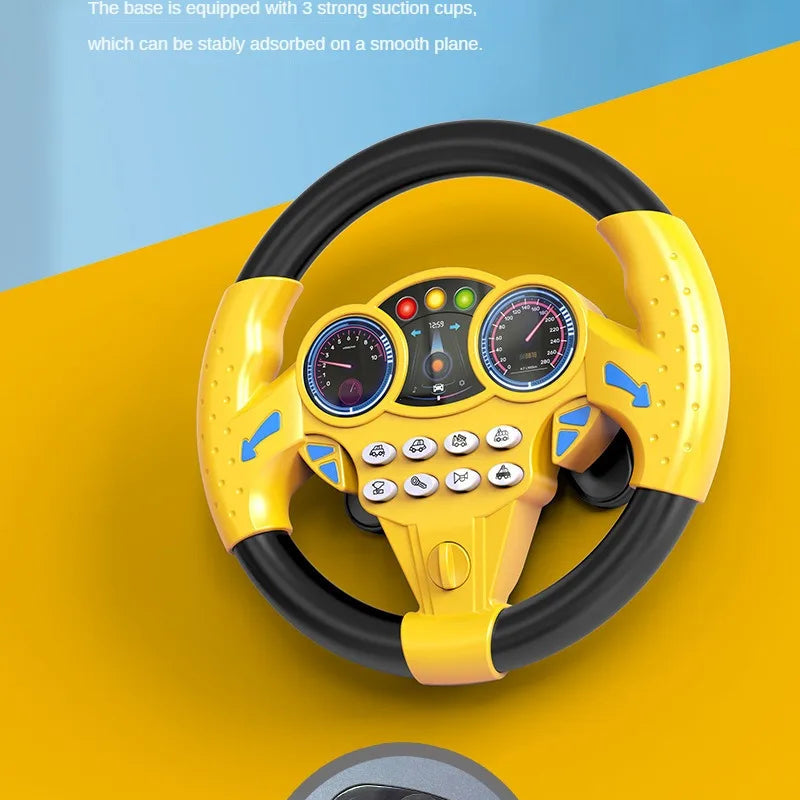 Infant Simulation Steering Wheel Toy with Light Sound Effects Kids Early Education Driving Toy for Stroller Car Play