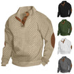 2026 Men’s Casual Jacquard Knit Pullover Sweater with Standing Collar and Elbow Patches
