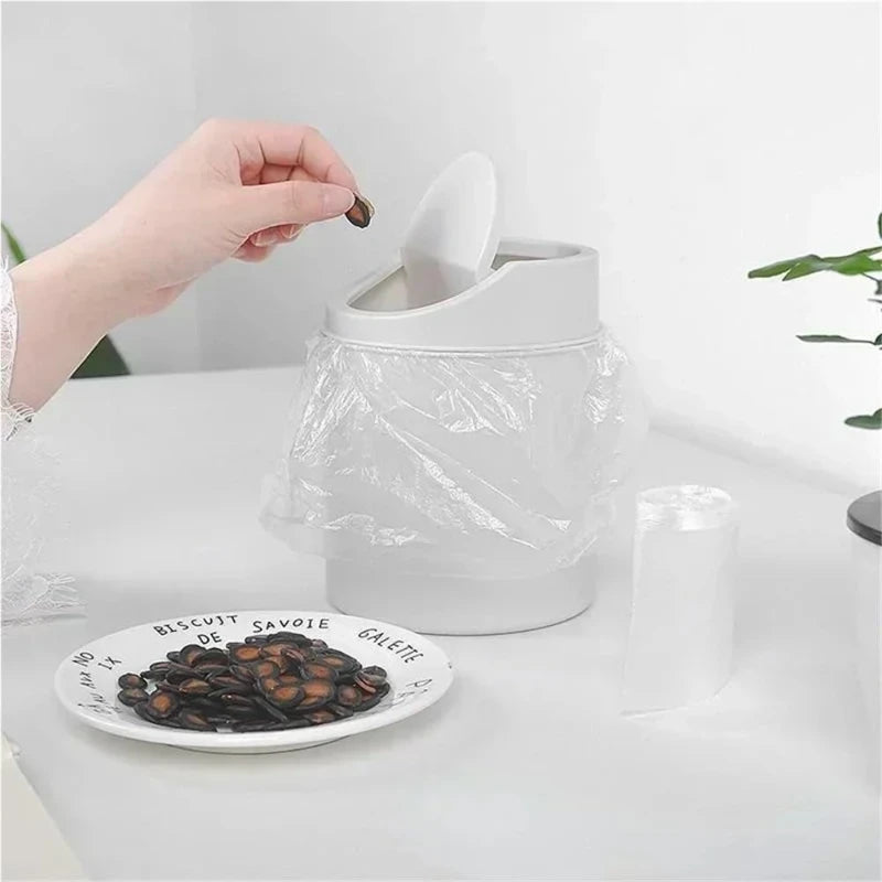Mini Desktop Trash Can with Lid – Cylindrical Tabletop Waste Bin for Office & Coffee Bar