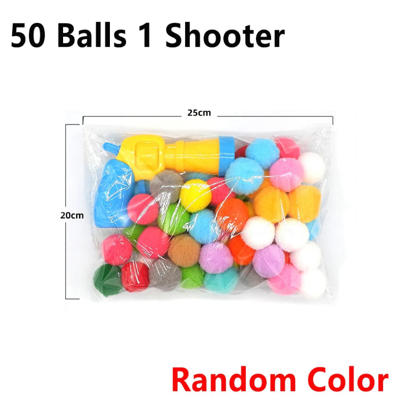 Interactive Cat Toy Shooting Gun with Plush Pom Pom Balls | Funny Pet Training Toy for Cats & Kittens