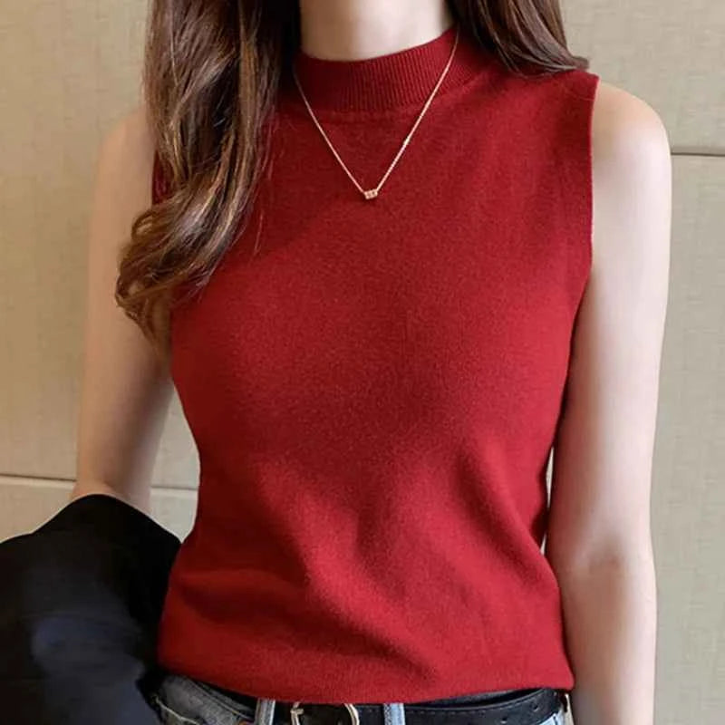 Sleeveless Ribbed Knit Tops for Women