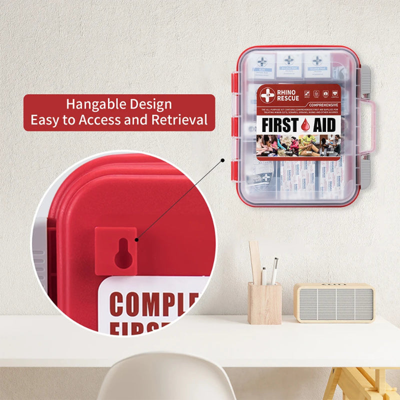 RHINO RESCUE 350 Piece First Aid Kit OSHA Emergency Medical Supplies with Portable Case for Home, Office & School