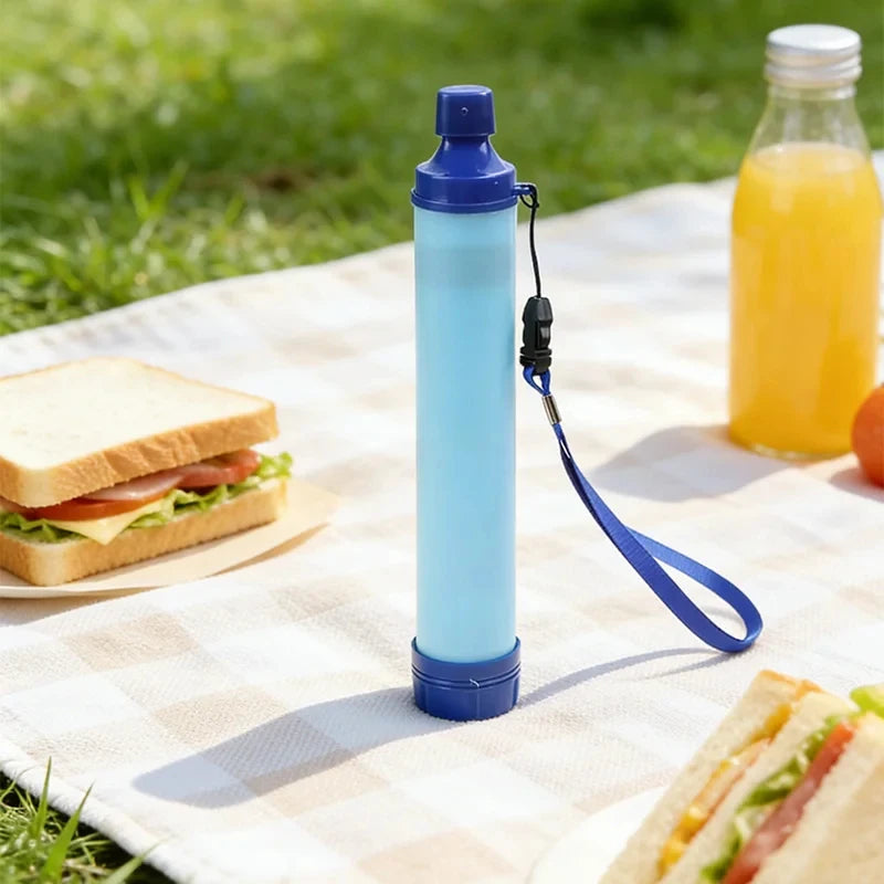 Portable Outdoor Water Filter Straw Kit with Collapsible Water Bag