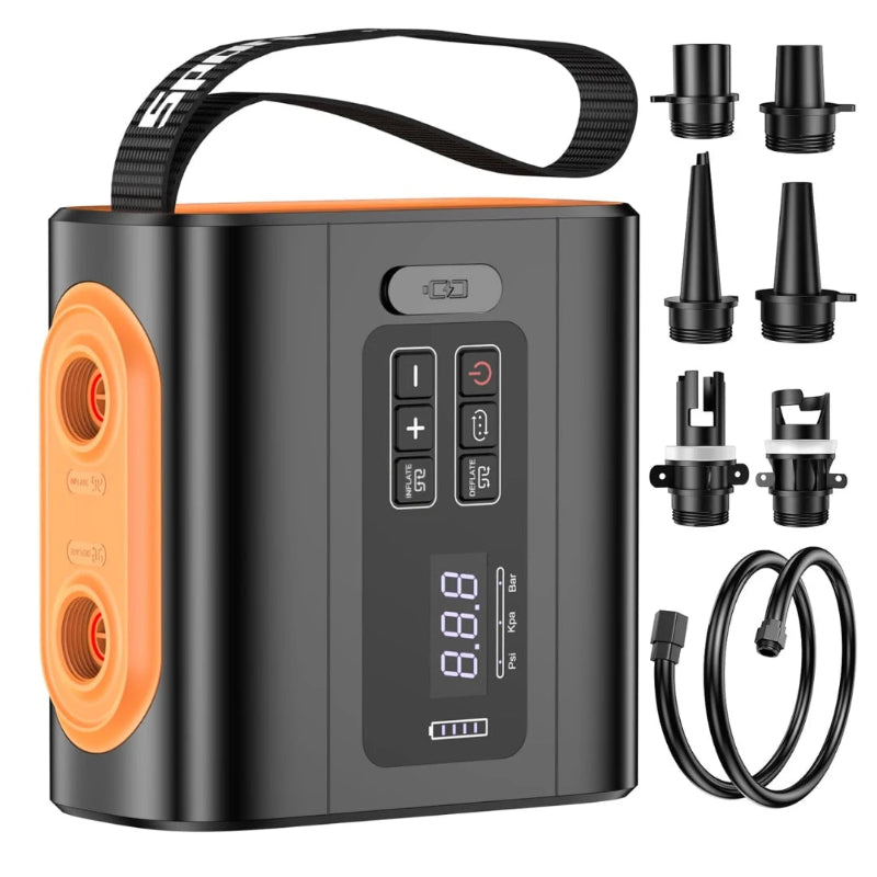 WESTTUNE Rechargeable Portable Electric Air Pump with Inflation, Deflation, LED Display and Nozzle Set