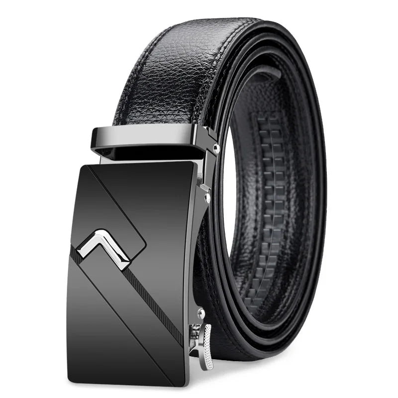 Premium Black Leather Belt with Stylish Metal Buckle