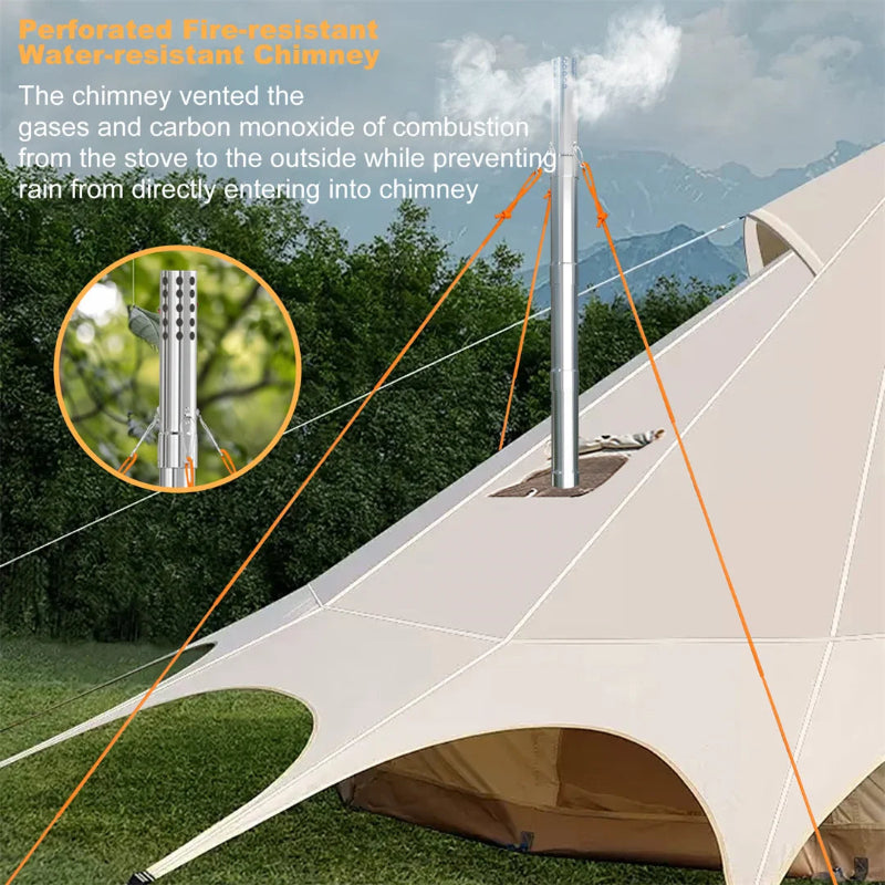 UNHO Hot Tent Wood Burning Stove Portable Camping Stove with 6 Stainless Steel Chimney Pipes for Outdoor Heating & Cooking