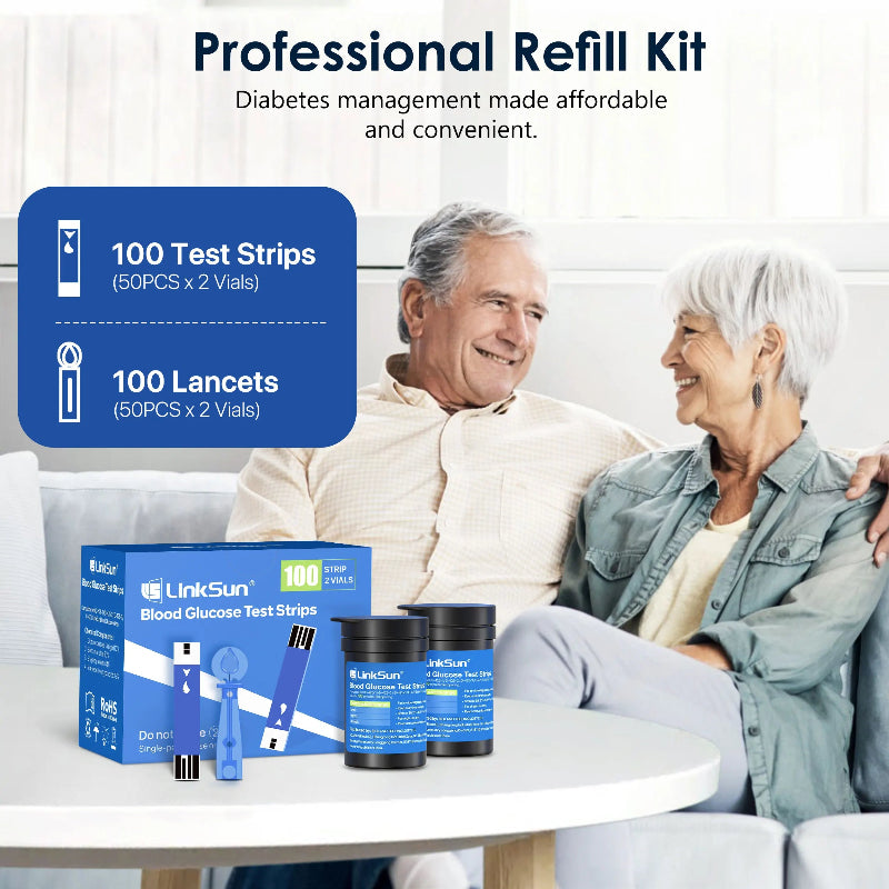 LinkSun Blood Glucose Monitor Kit with Test Strips & Lancing Device