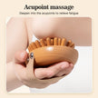 Wooden Body Massage Brush with 28 and 33 Rounded Comb Teeth, Finger Grip Handle & Hand Strap