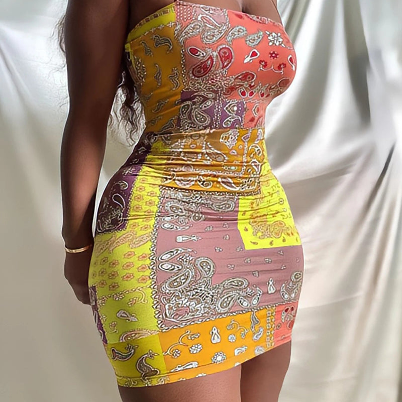 Colorful Bandana Print Bodycon Dress