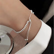 Silver-Tone Beaded Bracelet – Adjustable Layered Wrist Bracelet