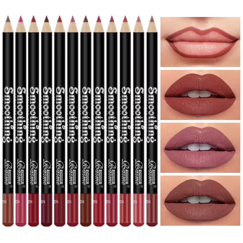 12 Piece Long-Lasting Lipstick Set with Lip Liner Pencil & Matte Lip Gloss Makeup Kit for Women
