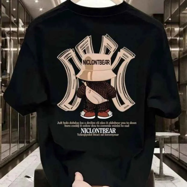 Nicolon Bear Graphic T-shirt – Stylish Casual Wear for Men | Black & White Options