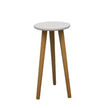 Wooden Round 3-Leg Flower Stand – White Top Plant Display Table in Two Sizes