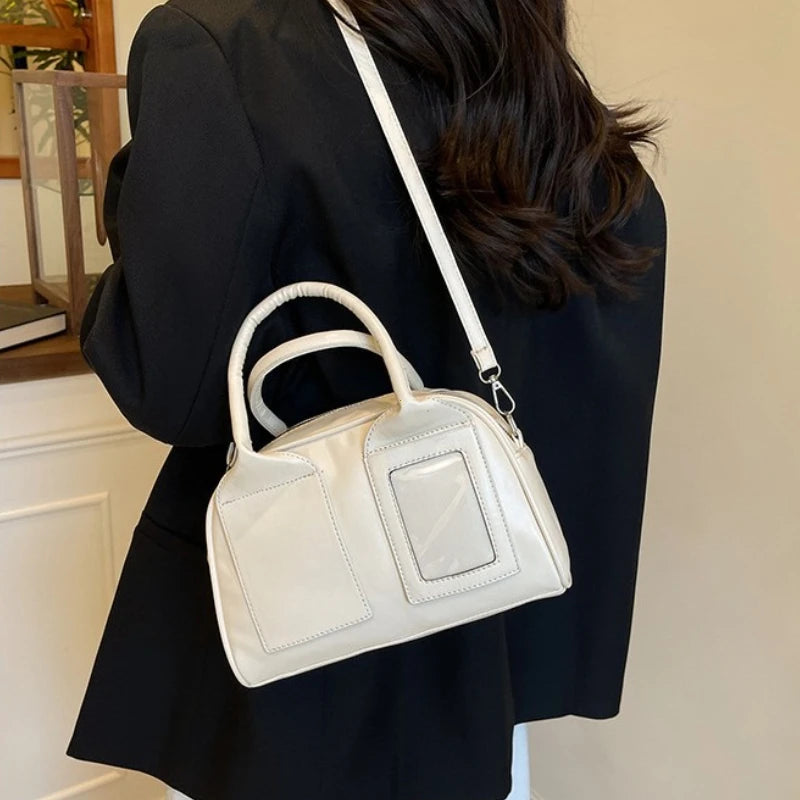 Women’s Transparent Display Window Crossbody Handbag with Top Handles