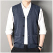 Men’s Knitted V-Neck Button-Up Sweater Vest Cardigan with Pockets