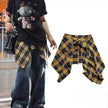 Checkered Hip Cover Scarf Belt for Yoga, Cycling and Dancing with Asymmetrical Plaid Design