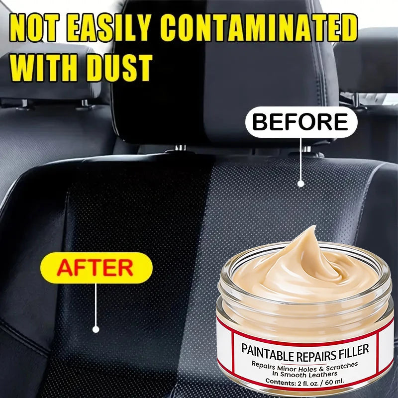 Paintable Leather Repair Filler Paste – Multi-Purpose Scratch Repair Cream for Car Interiors & Home Leather Care
