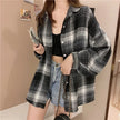 Women's Plaid Button-Up Shirt – Long Sleeve Loose Fit Casual Blouse