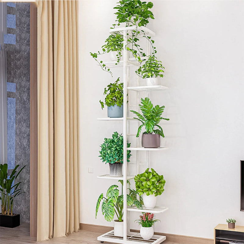Tall Multi-Tier Plant Stand – Indoor Flower Pot Display Rack in Bronze, White & Dark Grey