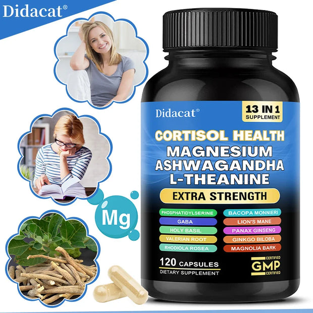 Didacat Cortisol Health Capsules for Stress Relief and Wellness - 120 Count