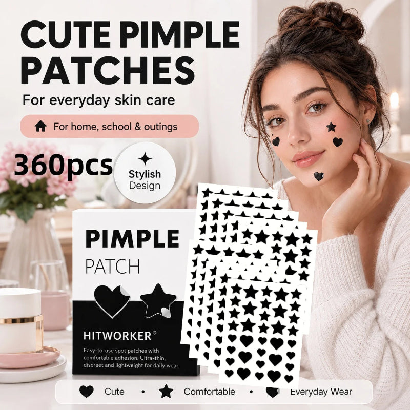 360PCS Heart & Star Acne Pimple Patches – Hydrocolloid Blemish Spot Stickers