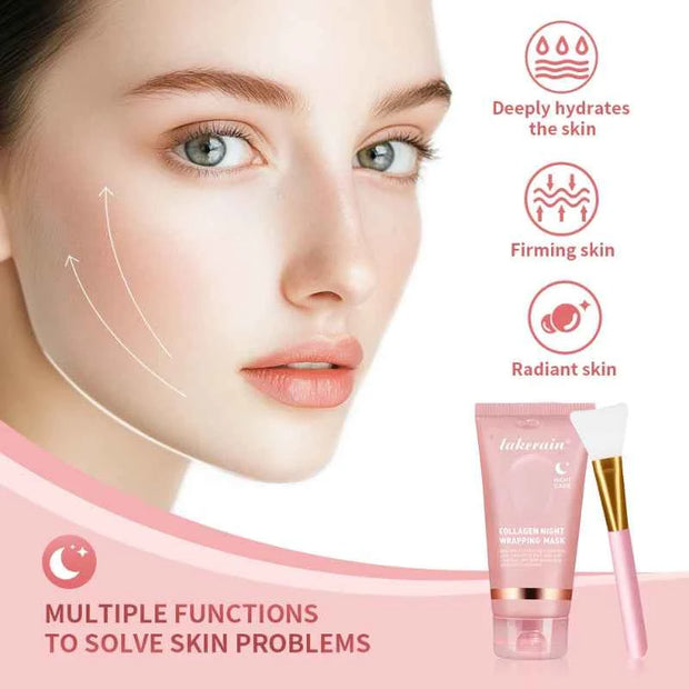 Korean Collagen Overnight Wrapping Peel Off Facial Mask Moisturizing Hydrating Brightening Skin Care Mask