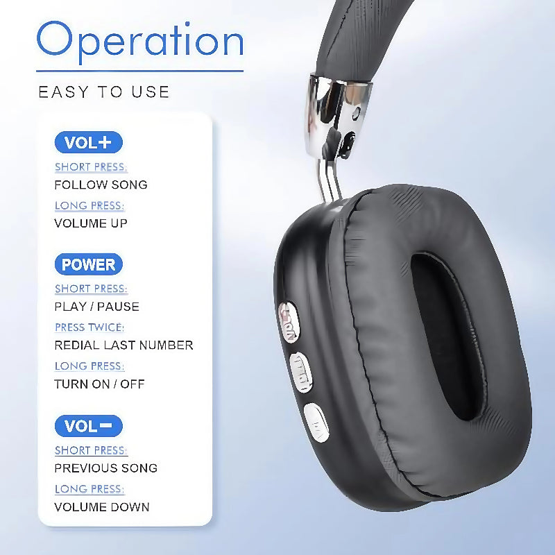 Fashion Bluetooth Headphones Wireless Over-Ear Headsets with Microphone Volume Control for Sports And Running Headset Game