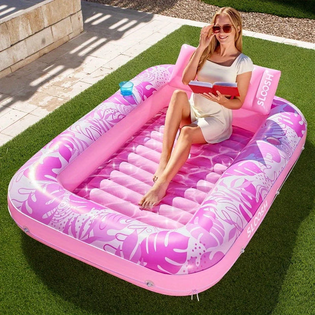 Inflatable Pool Lounger – Floating Water Chair with Backrest & Armrest | Multi-Color Adult Pool Float