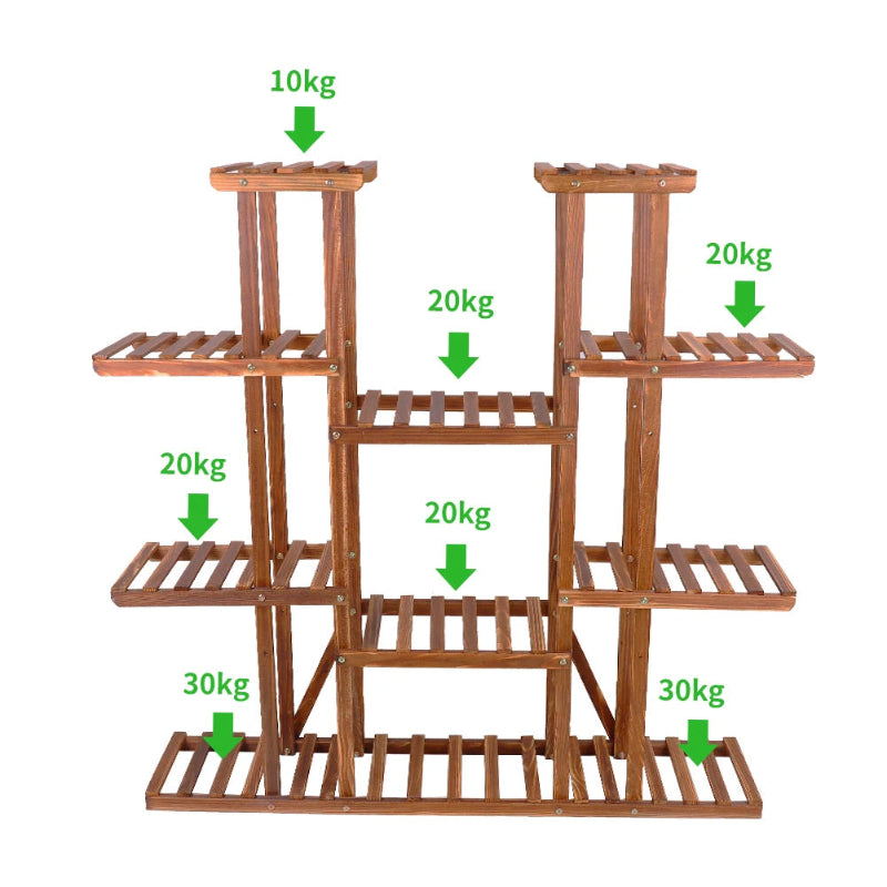 Large Multi-Tier Plant Stand – Brown Staggered Flower Pot Display Rack